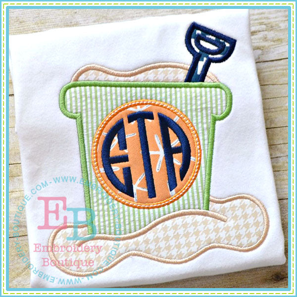 Monogram Sand Bucket Applique, Applique