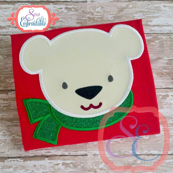 Bear with Scarf Applique, Applique