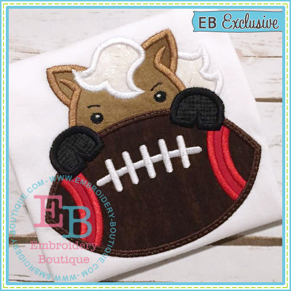 Football Mustang Boy Applique, Applique