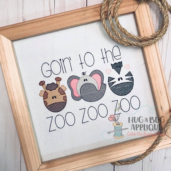 Zoo Trio Sketch Stitch, Applique