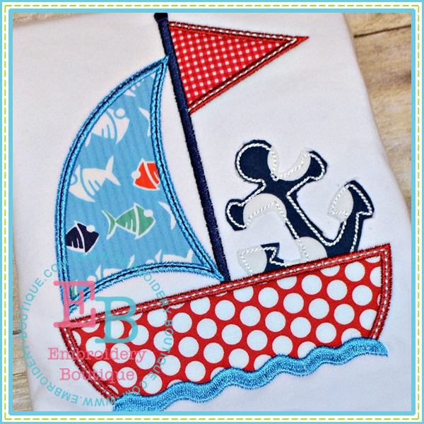 Anchor Sailboat Applique, Applique