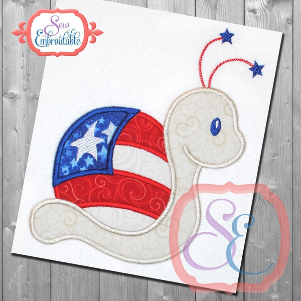 4th of July Snail Applique, Applique