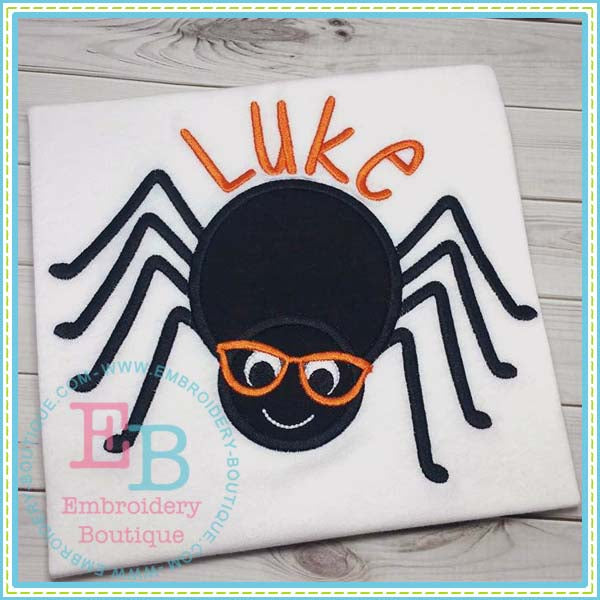 Spider Boy with Glasses Applique, Applique