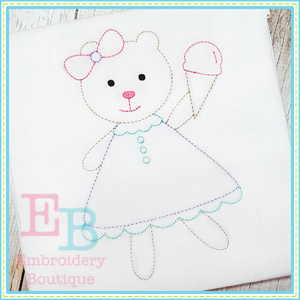 Vintage Bear Ice Cream Design, Applique