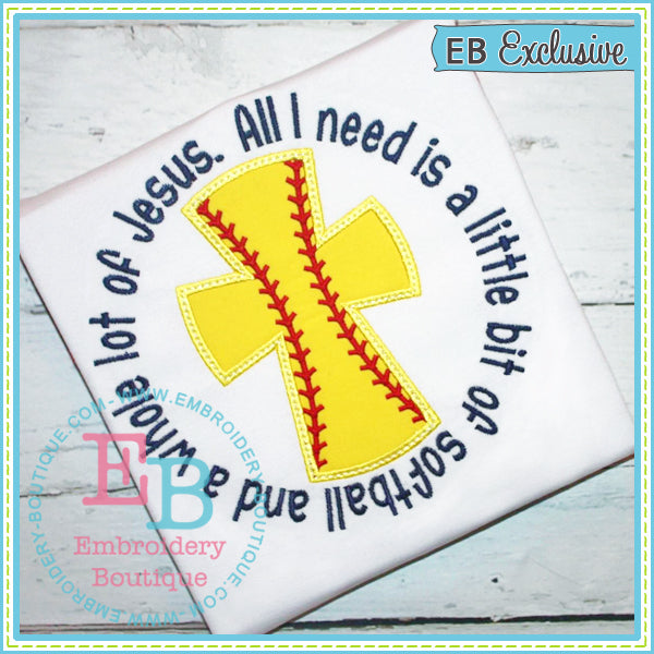 Softball Jesus Applique, Applique