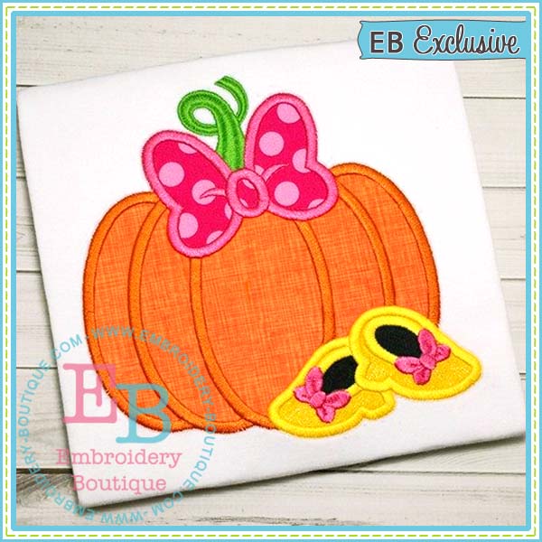 Pumpkin Bow Shoes Applique, Applique