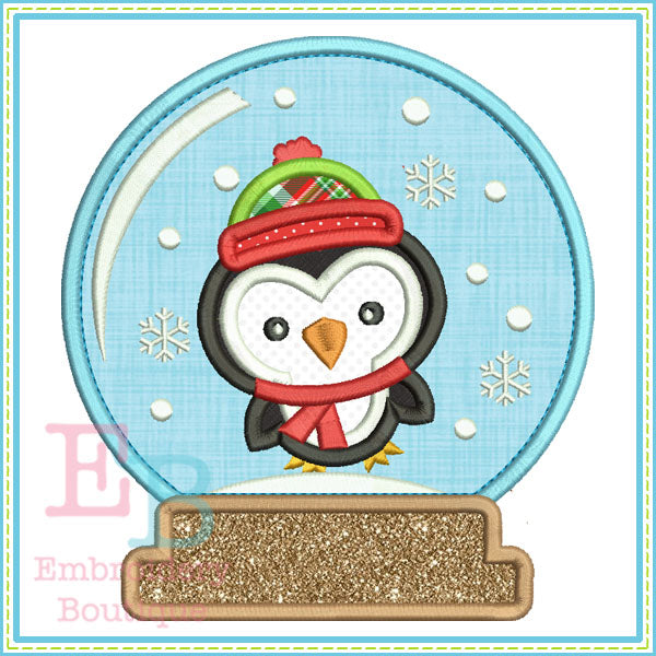 Penguin Snow Globe Applique, Applique