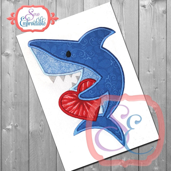 Valentine Shark Applique, Applique
