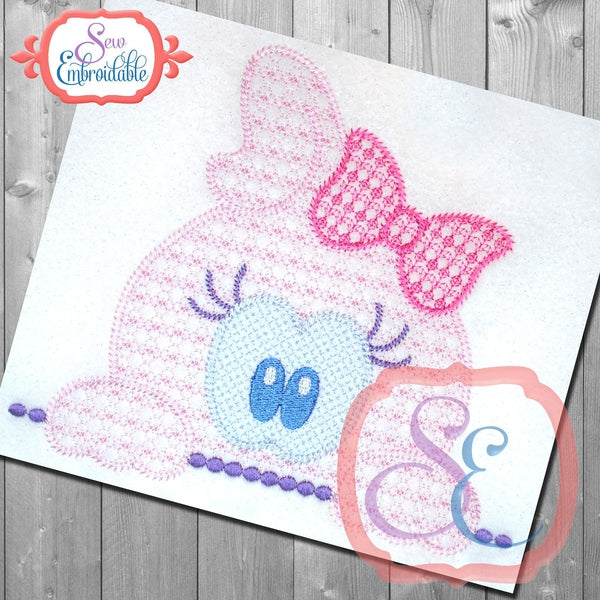Motif Girl Ghost Peeker Embroidery Design, Embroidery