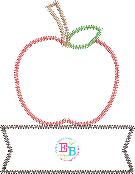 Banner Under Apple Zigzag Applique, Applique