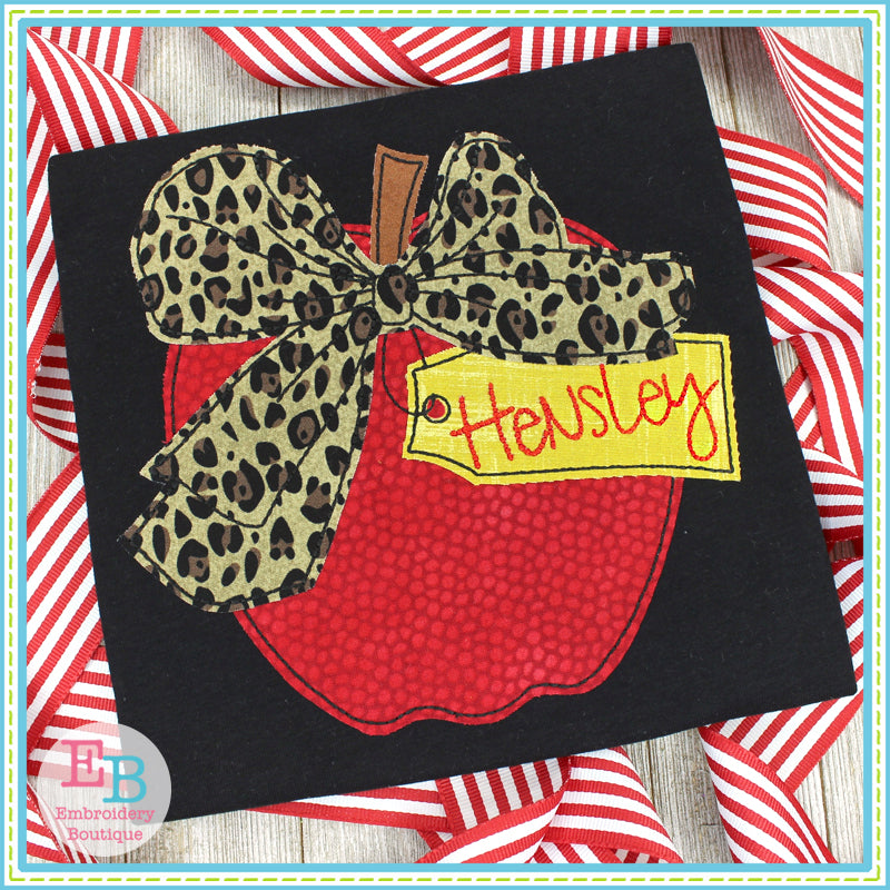 Apple Big Bow Bean Applique, Applique