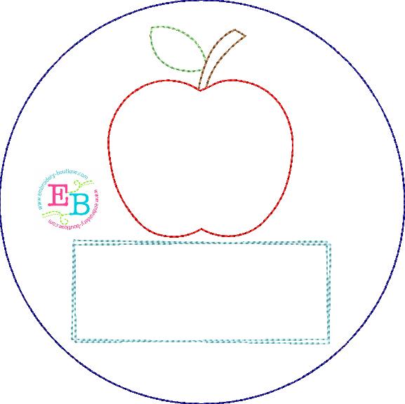Apple Name Circle Bean Applique, Applique