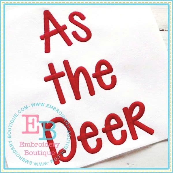 As The Deer Embroidery Font, Embroidery Font
