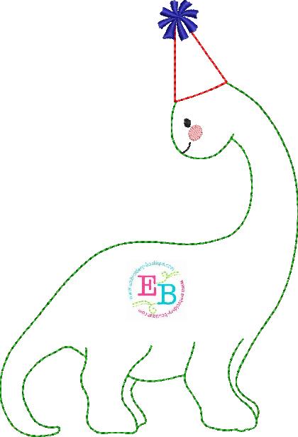 Birthday Dinosaur 2 Bean Stitch Applique, Applique, Embroidery Boutique