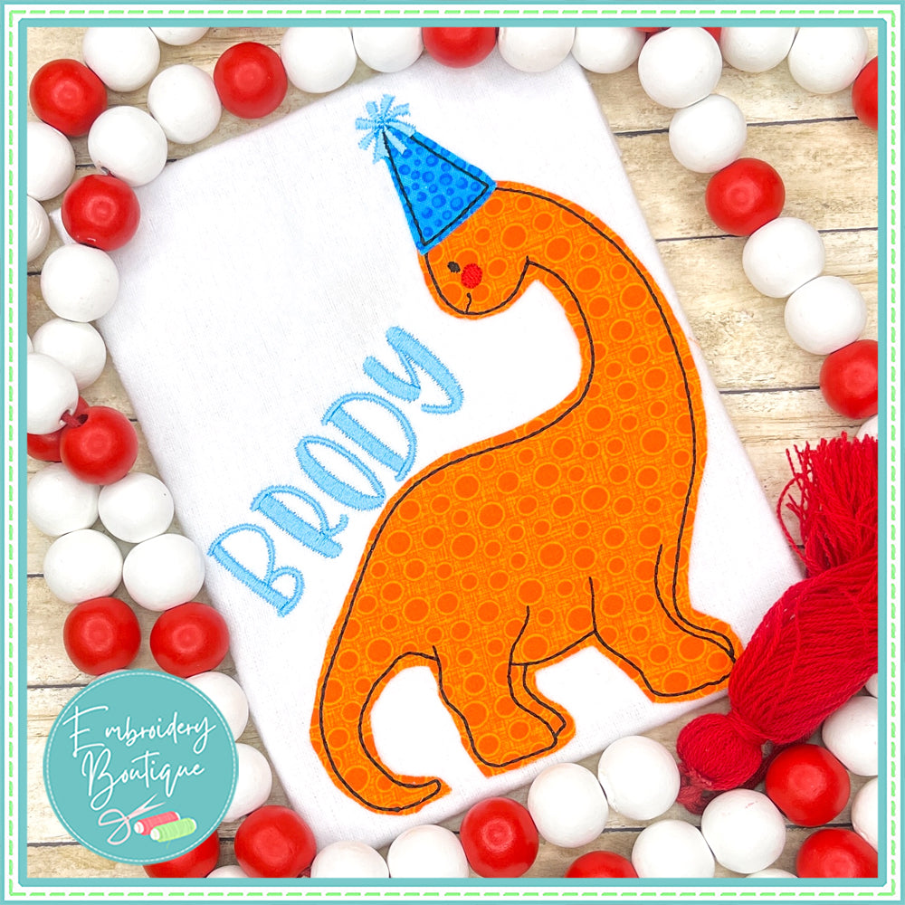 Birthday Dinosaur 2 Bean Stitch Applique, Applique, Embroidery Boutique