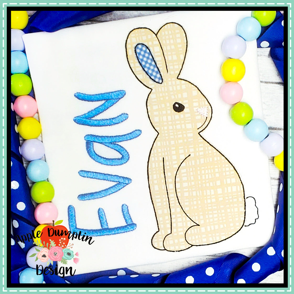 Bunny Bean Stitch Applique Design, applique