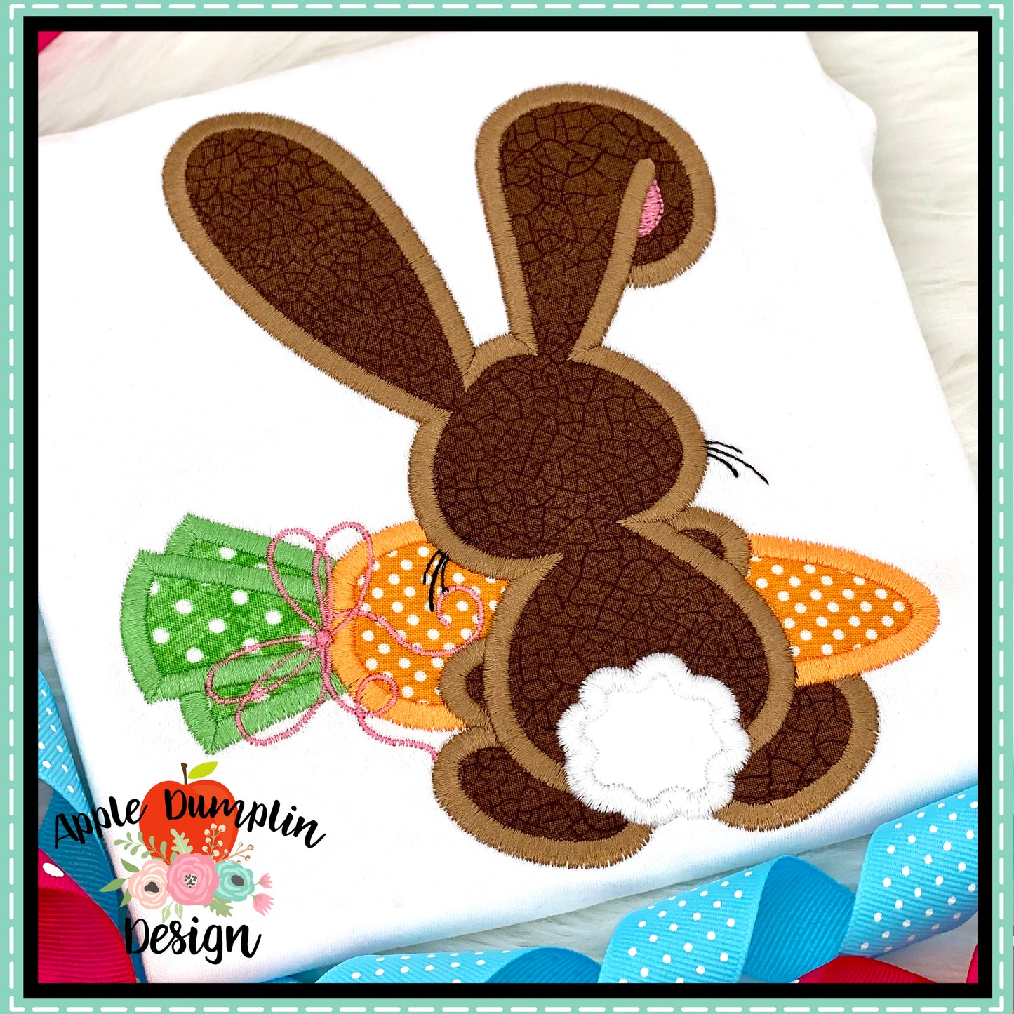 Bunny Backside Girl Satin Applique Design, applique
