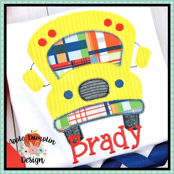School Bus Zigzag Applique Design, applique