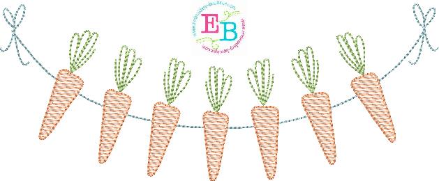 Carrots Bunting Embroidery Design, Embroidery Design, Embroidery Boutique
