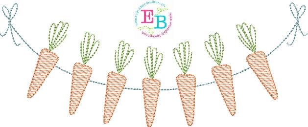 Carrots Bunting Embroidery Design, Embroidery Design, Embroidery Boutique