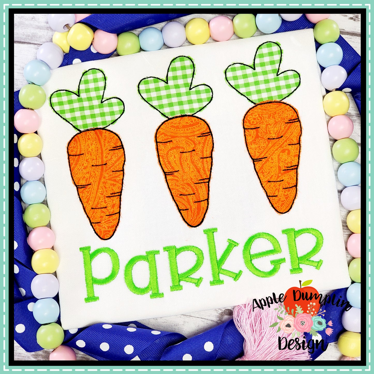 Carrot Trio Bean Stitch Applique Design, applique