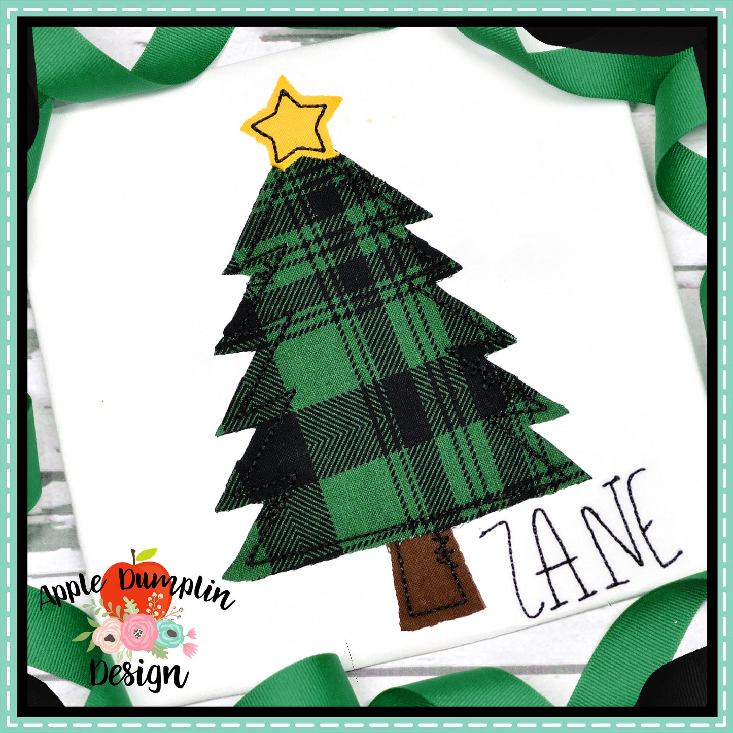 Christmas Tree Bean Stitch Applique Design, Applique