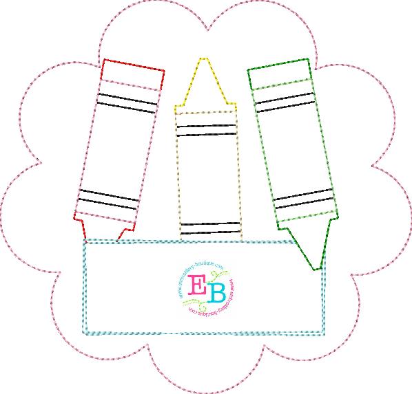 Crayon Name Girl Circle Applique, Applique
