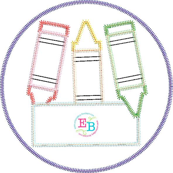 Crayon Name Circle Zigzag Applique, Applique