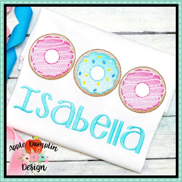Donut Trio Sketch Embroidery Design, Embroidery