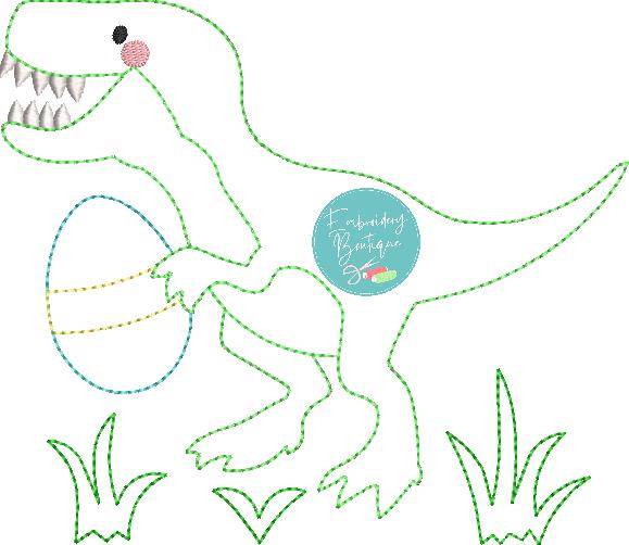 Easter Dinosaur Bean Stitch Applique, Applique, Embroidery Boutique