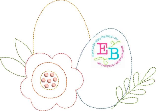 Eggs Flower Bean Stitch Applique, Applique, Embroidery Boutique