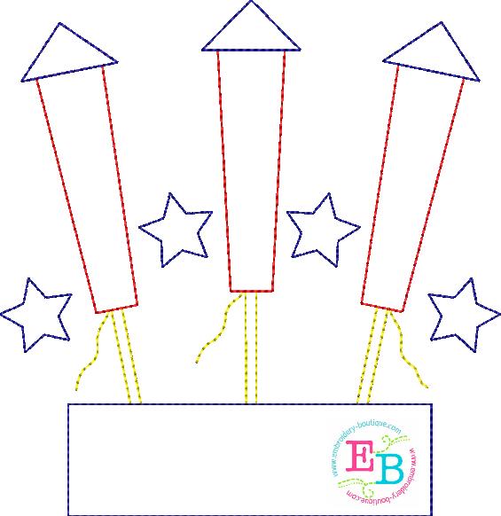 Firework Trio Bean Applique, Applique