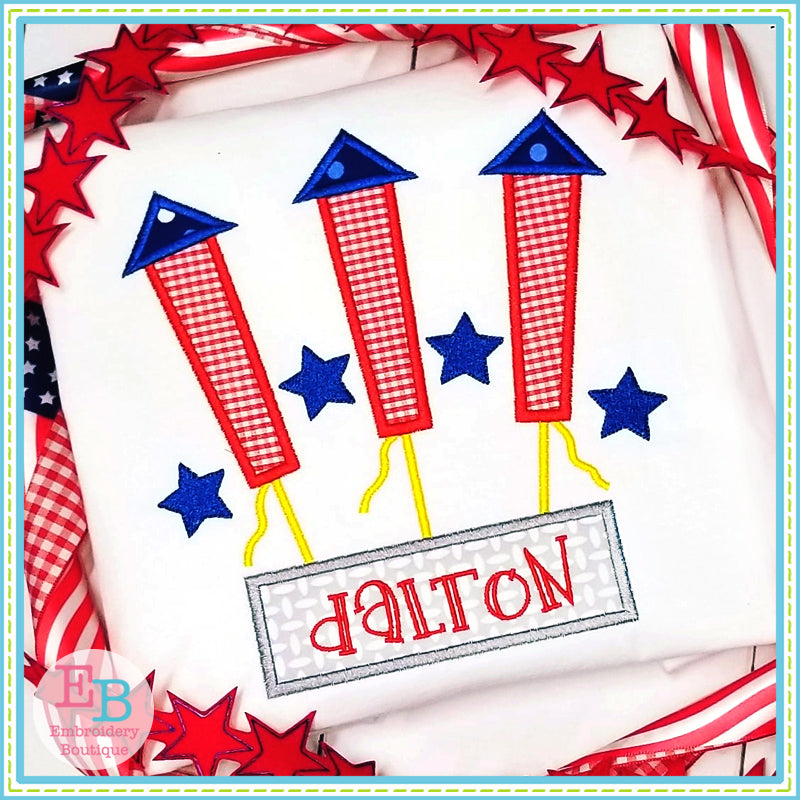 Firework Trio Satin Applique, Applique