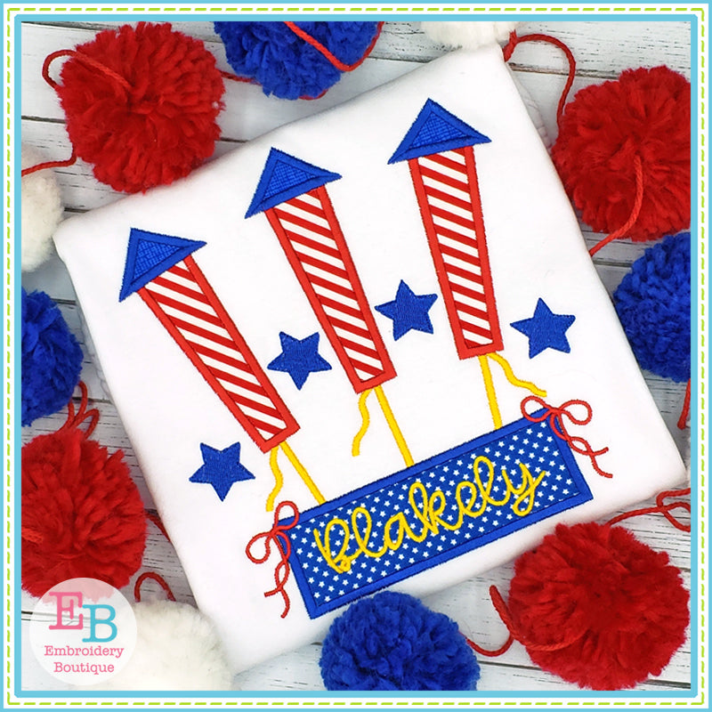 Firework Trio Bows Satin Applique, Applique