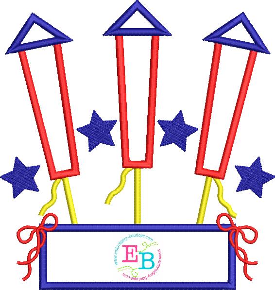 Firework Trio Bows Satin Applique, Applique