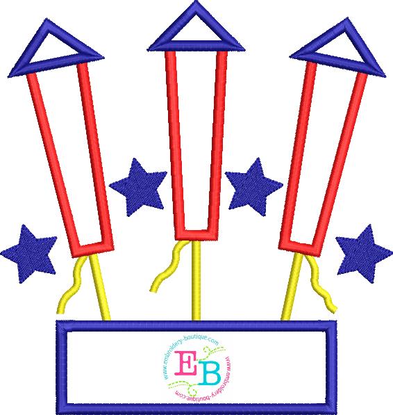 Firework Trio Satin Applique, Applique