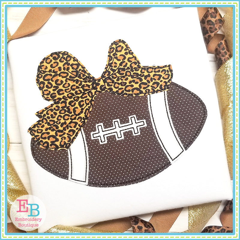 Football Big Bow Bean Stitch Applique, Applique