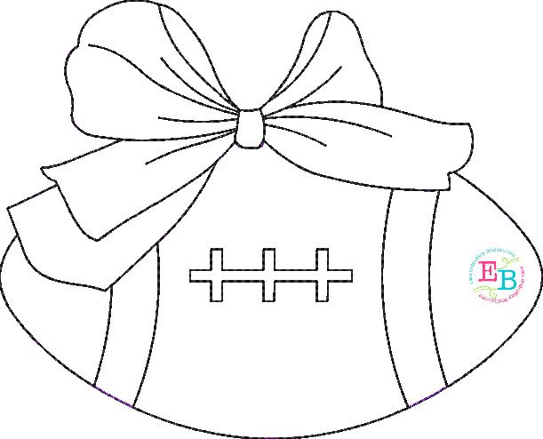 Football Big Bow Bean Stitch Applique, Applique
