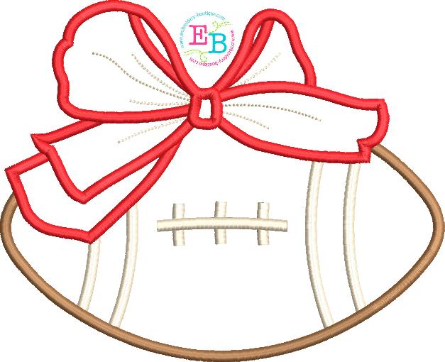 Football Big Bow Satin Applique, Applique