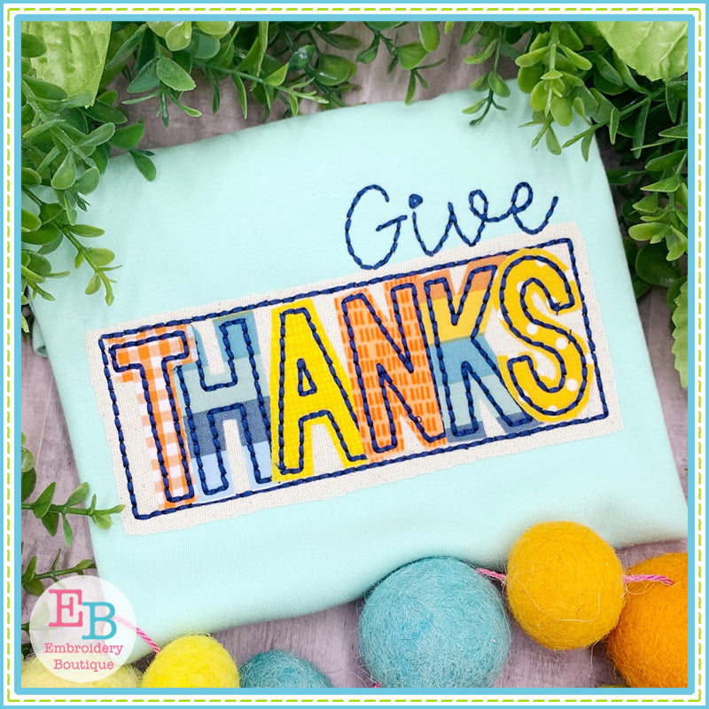 Give Thanks Applique, Embroidery Designs