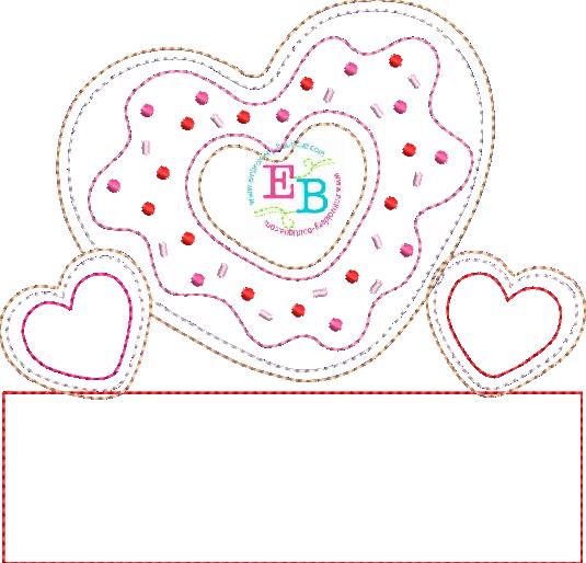 Heart Donuts Bean Stitch Applique, Applique