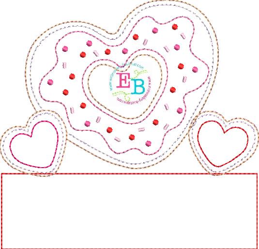 Heart Donuts Bean Stitch Applique, Applique