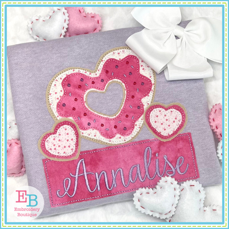 Heart Donuts Bean Stitch Applique, Applique