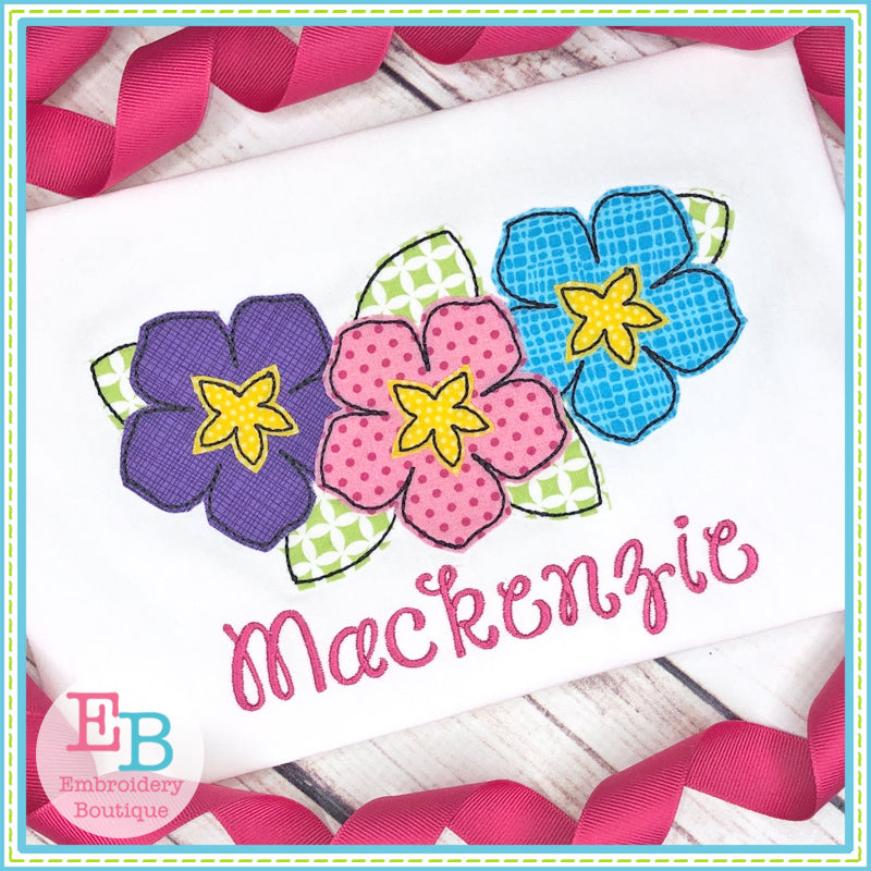 Hibiscus Swag Bean Applique, Applique