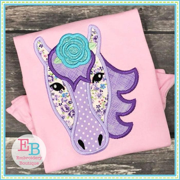 Horse Rose Satin Applique, Applique