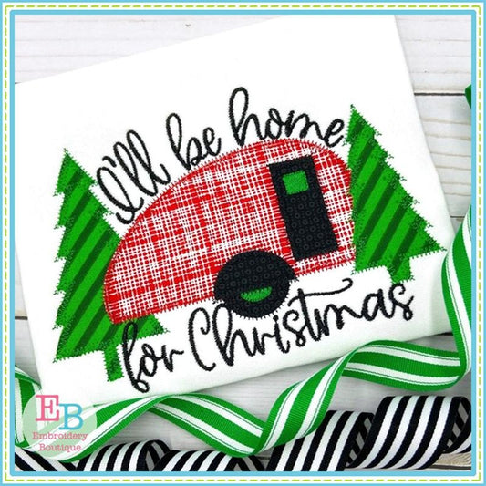 Camper Home For Christmas Applique, Applique