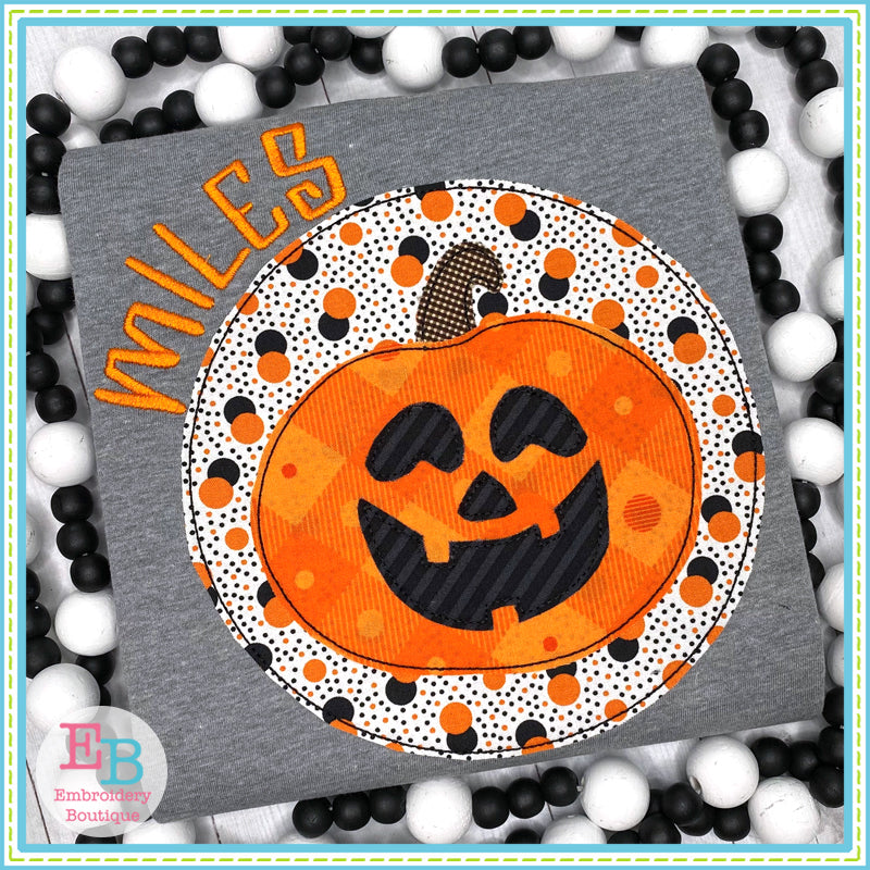 Jack-o-lantern Circle Bean Stitch Applique, Applique