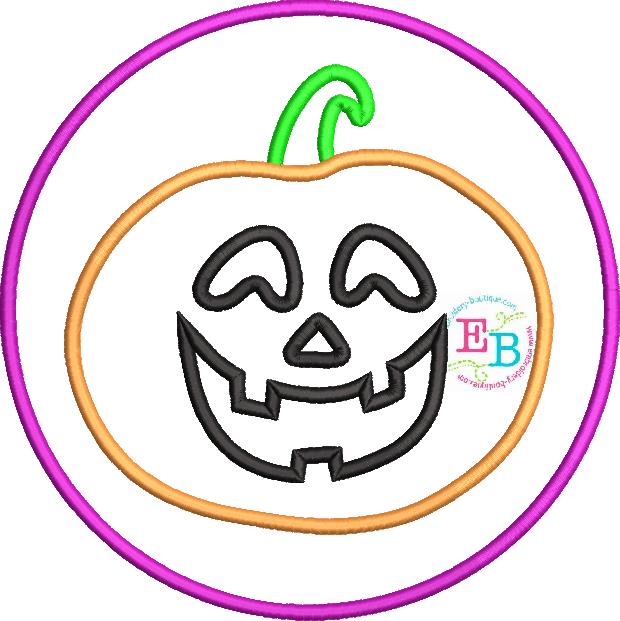 Jack-o-lantern Circle Satin Stitch Applique, Applique