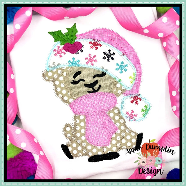 Llama with Santa Hat Girl Zigzag Applique Design, applique