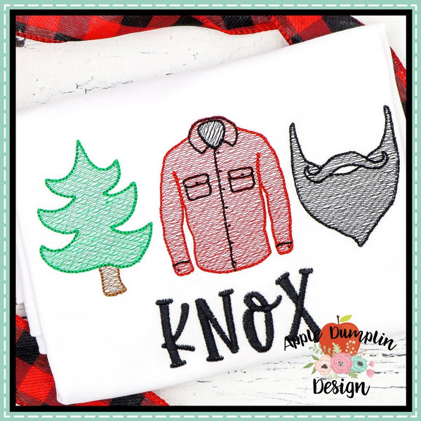 Lumberjack Trio Sketch Design, applique
